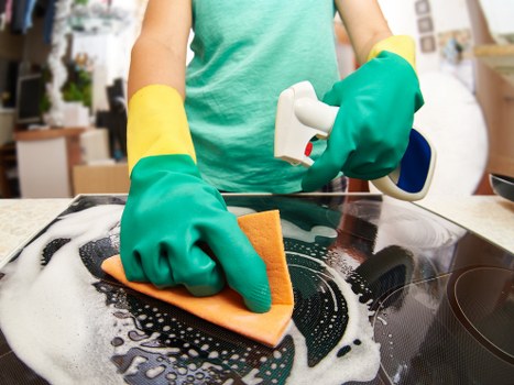 Finished carpet cleaning service area with professional equipment