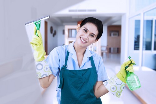 Deep carpet cleaning process in a busy room